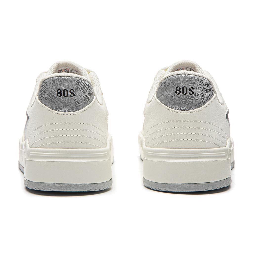 Li Ning Common 80s Fashion Classic Comfortable Versatile Campus Street Trend Low-Top Skate Shoes Women Sneaker Champagne-White AGCW038-2