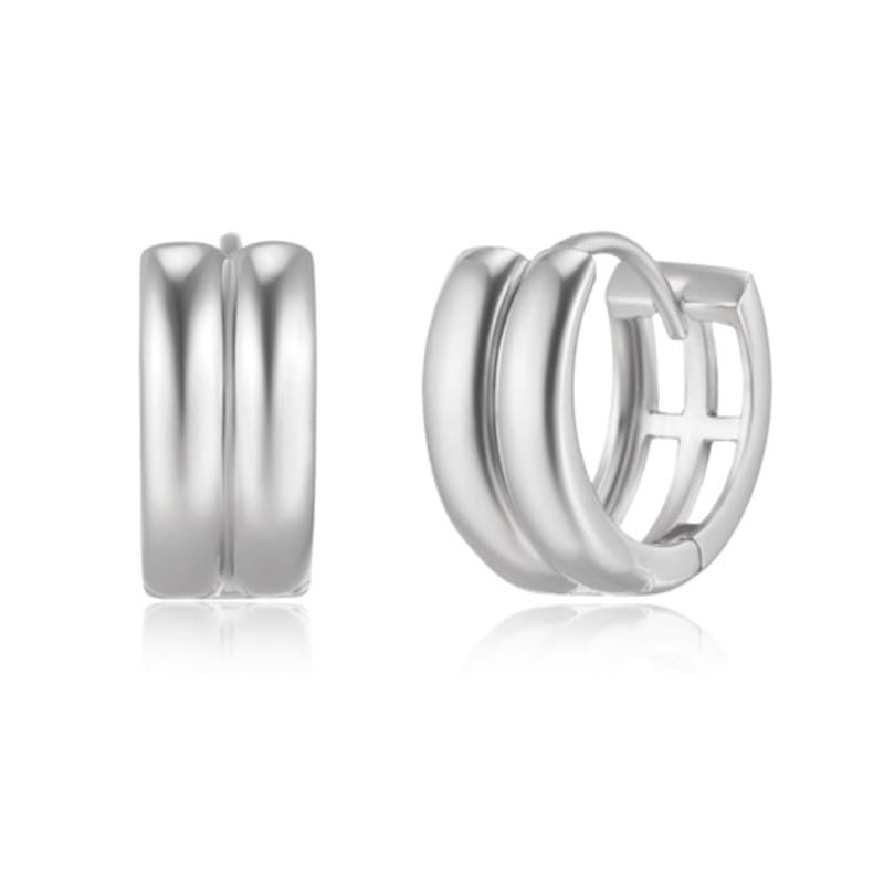 GEIGER Jewelry Two-Line Volume Silver Earrings GISVEE118