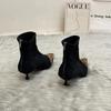 Leopard Women Ankle Boots Fashion Pointed Toe Short Booties Designer Thin High Heels Stripper Shoes Botas Mujer