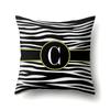 Polyester Pillowcase Zebra Pattern Printing Home Decoration Pillowcase 26 English Letter Cushion Cover Black and White