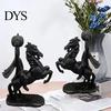 Unique Dark Atmosphere Ornaments Headless Horseman Holding Pumpkin Statue, Matte Black Halloween Resin Figurine, Spooky Table Centerpiece Gothic