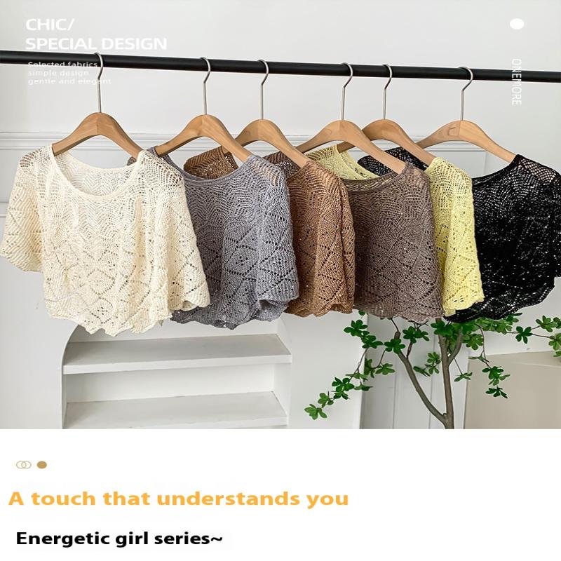 Ladies Knitted Ice Silk Shawl Summer Lightweight Hollow Out Design Fashionable Sequin Shoulder Cover Head Over Shoulder Wrap
