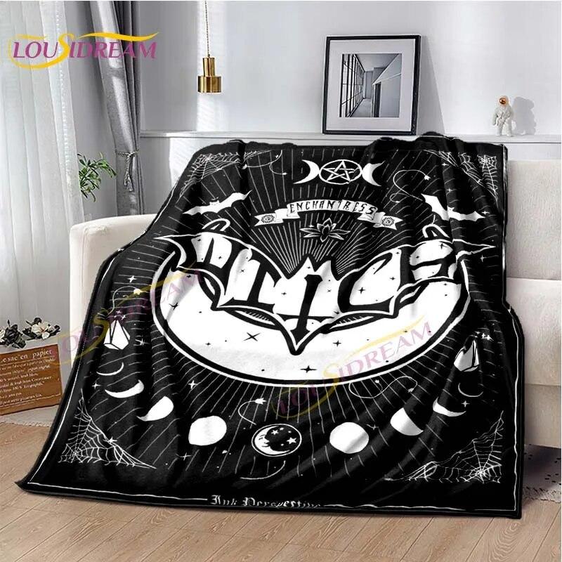 Magic Ouija Board Alphabet Blanket Witchcraft Pentagon Blanket for Bedroom Living Room Sofa Gothic Ouija Hand Flannel Blanket
