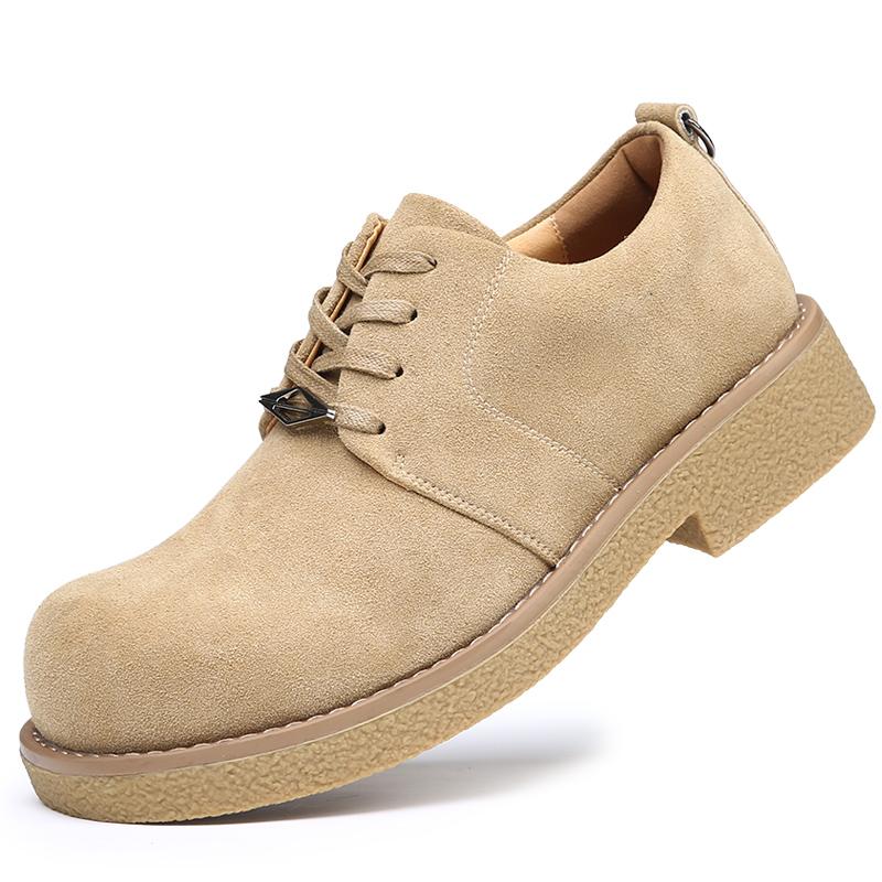 

Brand Frosted Leather Comfortable Outdoor Casual Leather Shoes Autumn Men s Thick Soled Lace Up Anti Slip Workwear Shoes 44 хаки
