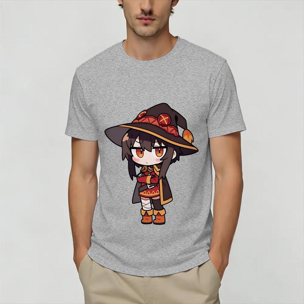 Megumin KonoSuba TShirt for Unisex Novelty Cotton Tee Shirt Crew Neck Short Sleeve T Shirts Birthday Present Clothing