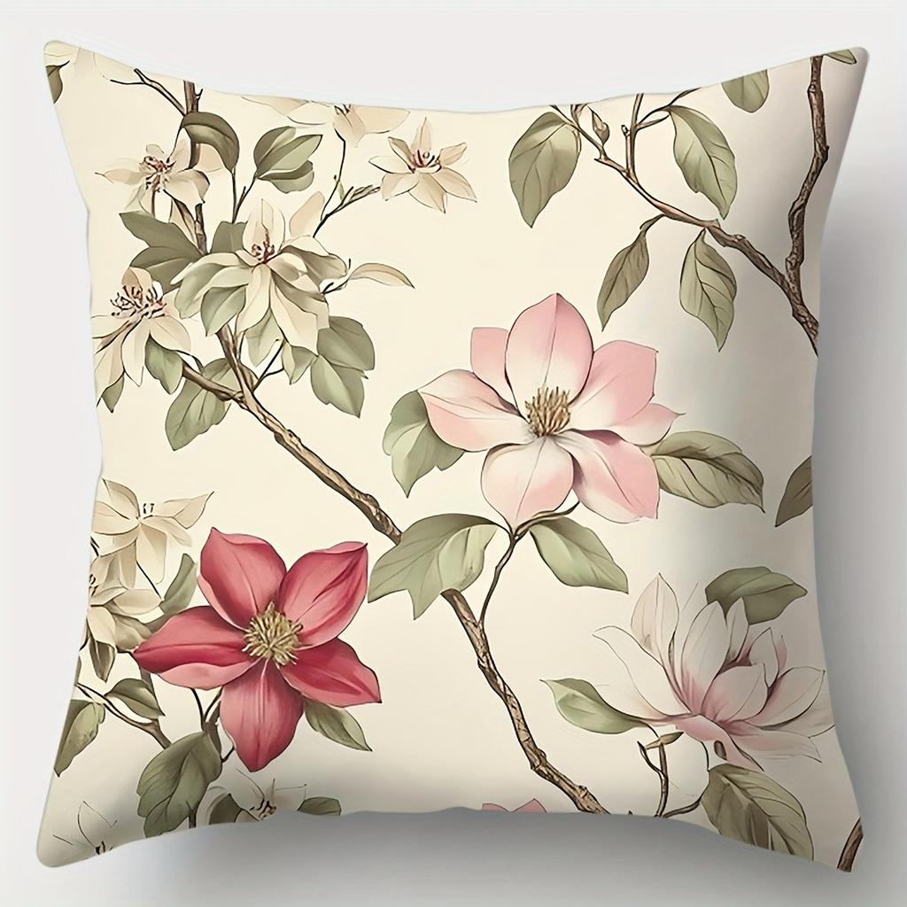 Elegant Peony Flower PillowcaseLiving Room Sofa Cushion Cover, Soft and Comfortable, Bedroom Room Decoration