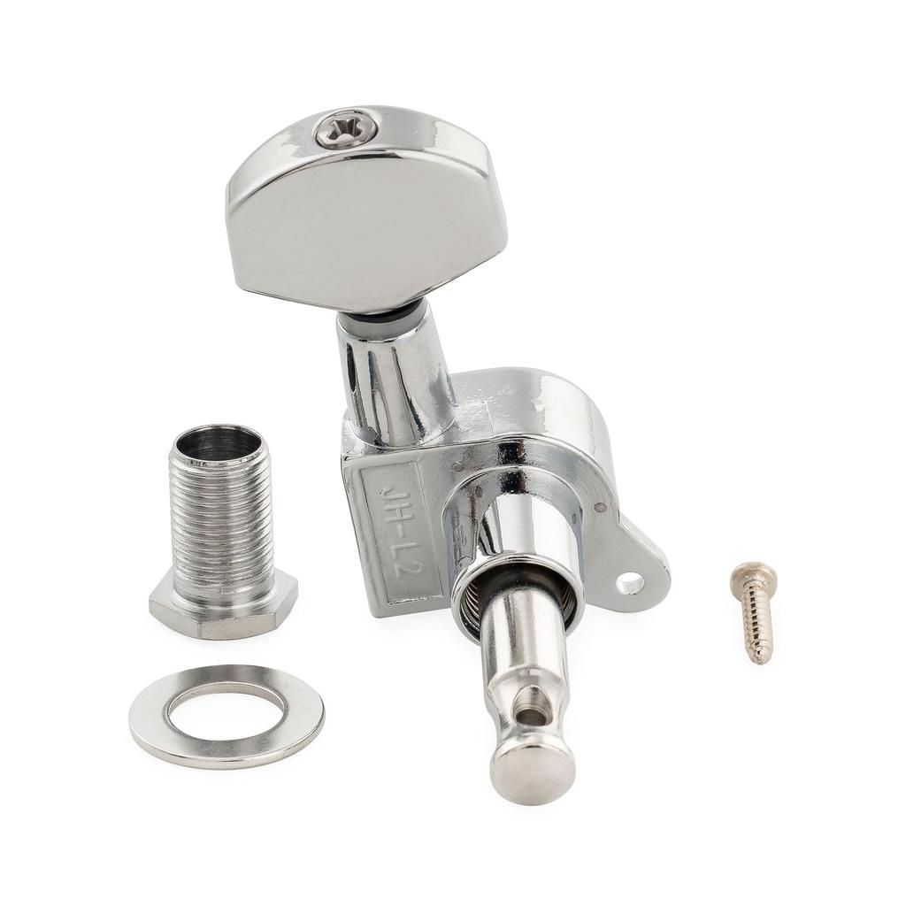 Musiclily Pro R15J Guitar Gear Square for Electric Chrome 6-in-line Left-Handed Tuners, 151 Ratio, Button, Stratocaster/Telecaster Guitars,