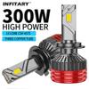 Infitary 300W H7 H4 LED Car Headlight CANBUS Lamp H8 H9 H11 HB3 9005 HB4 9006 80000LM Bulb Three Copper Tube Lights for Auto