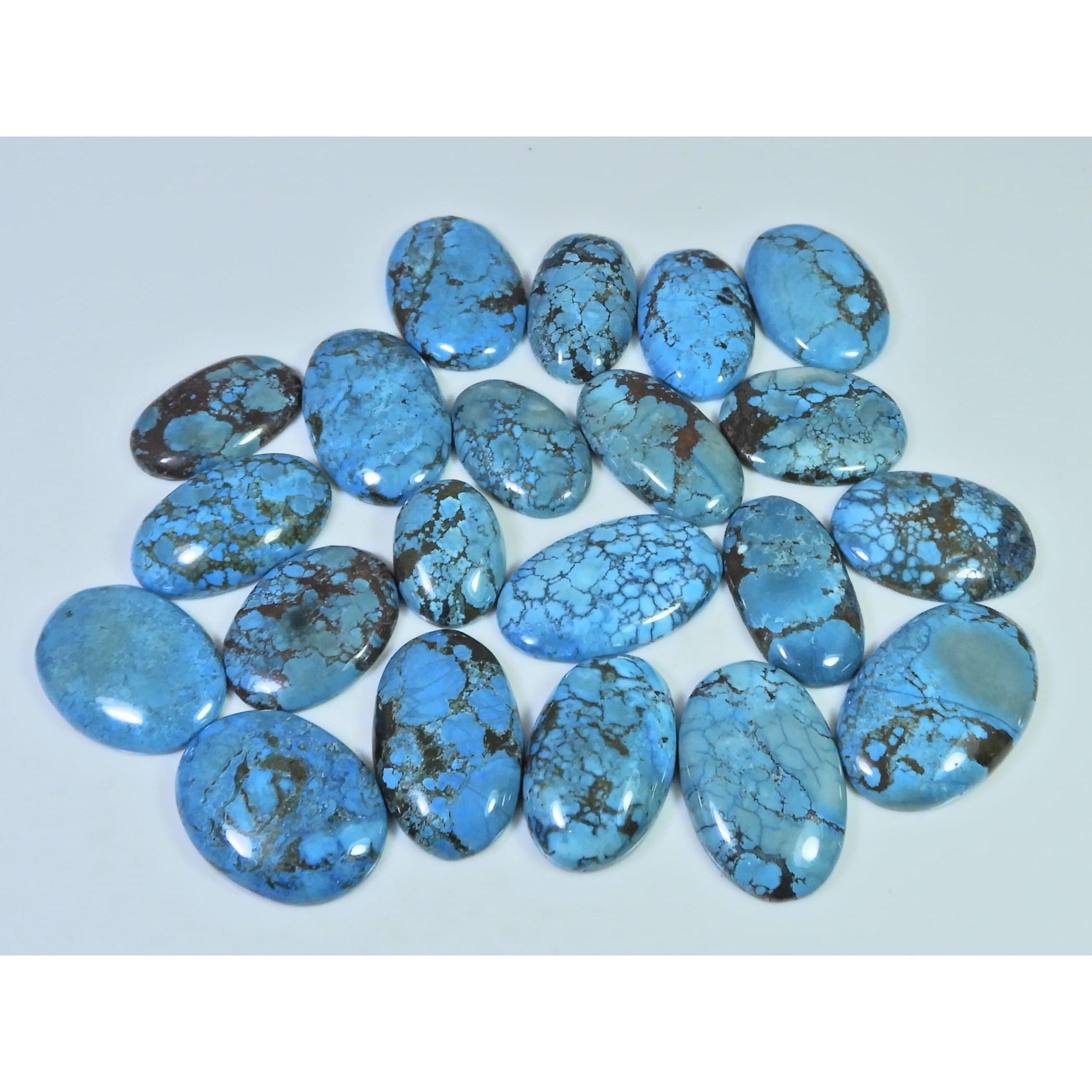 Colour Enhanced Magnesite Turquoise Oval Cabochon Loose Gemstone 21Pcs Lot C-2086