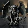 Halloween Gothic Decoration Gargoyle Figurine, Medieval Dark Winged Statue, Resin Retro Style Statue Horn Demon Ornament for Office Bookshelf