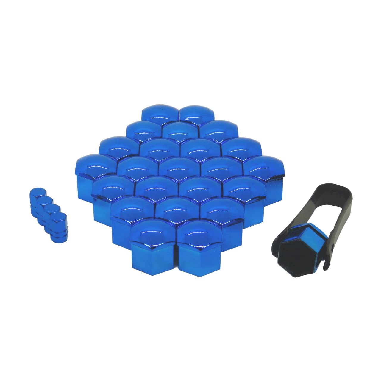 

Essmichiko Wheel Nut Cap, Blue, Metallic Color, Air Valve Cap Included (Blue, 0.8 inches 21mm синий