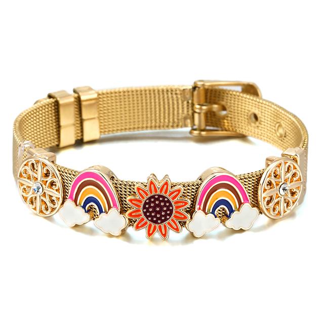 Fashion Stainless Steel Mesh Bracelets For Women Girls Original Charm Watch Belt Bracelet Angel Beads Bangle Gift