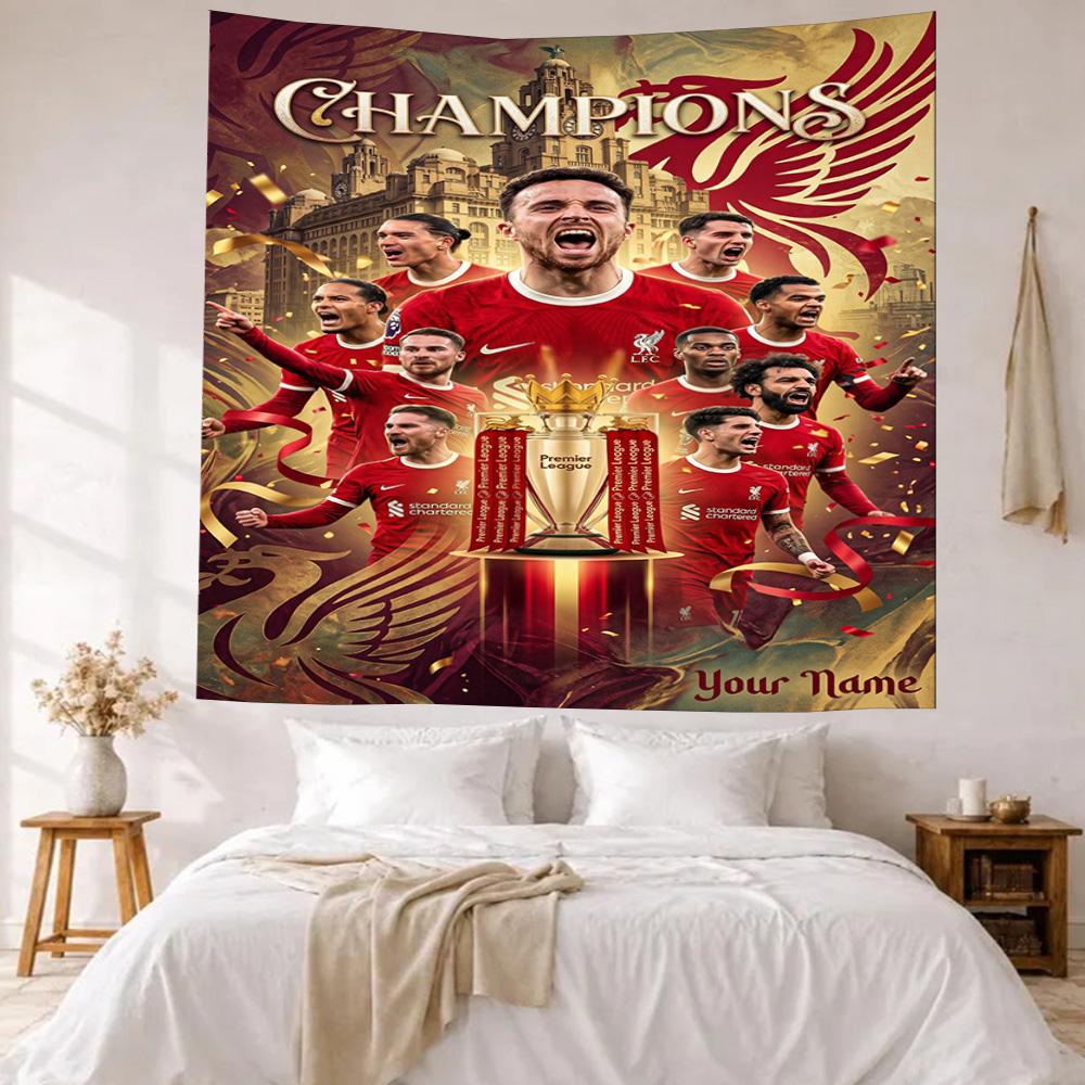 Liverpool FC Custom Jouw Naam Wanddecoratie Wandkleed Kunst Voor Huisdier Herdenking Verjaardag Bruiloft Feest Achtergrond Familiecadeau