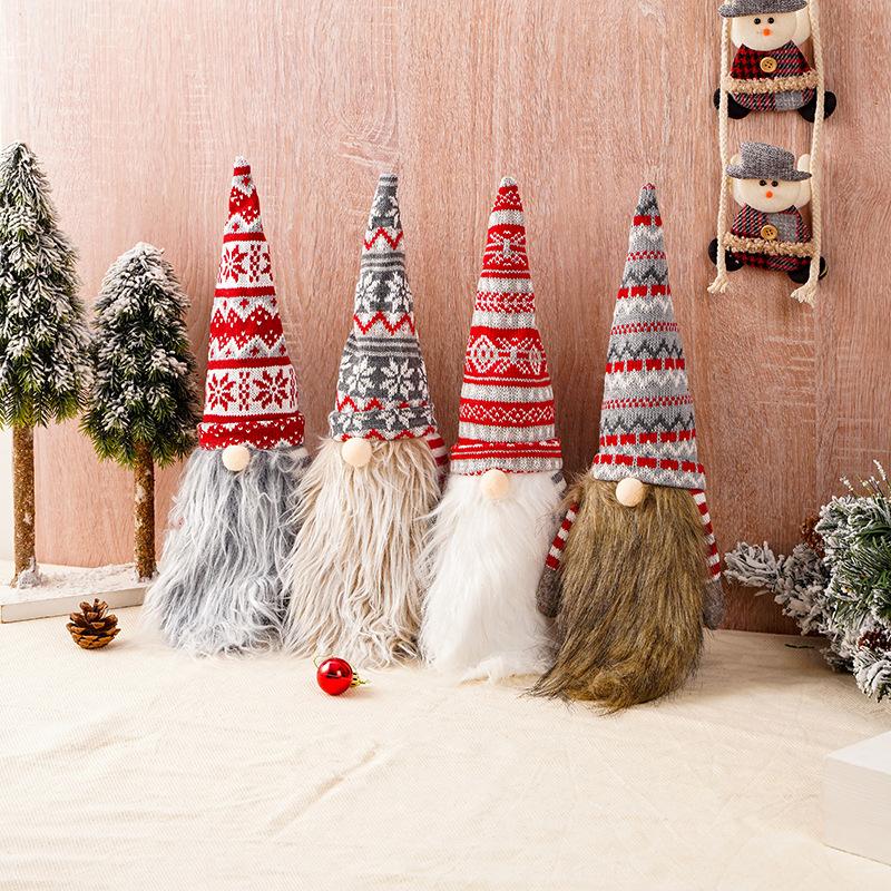 Christmas Decoration Wine Bottle Cover European and American Style Knitted Wool Faceless Old Man Long Beard Wine Bottle Hat Home Decoration