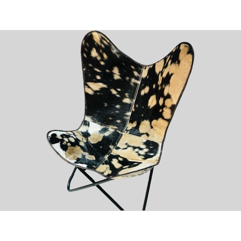 Leather Butterfly Chair, Cowhide Leather, Hair-On Leather Butterfly Chair, Living Room Chair, Gift for him, Gift for her Arm Chair, Chairs