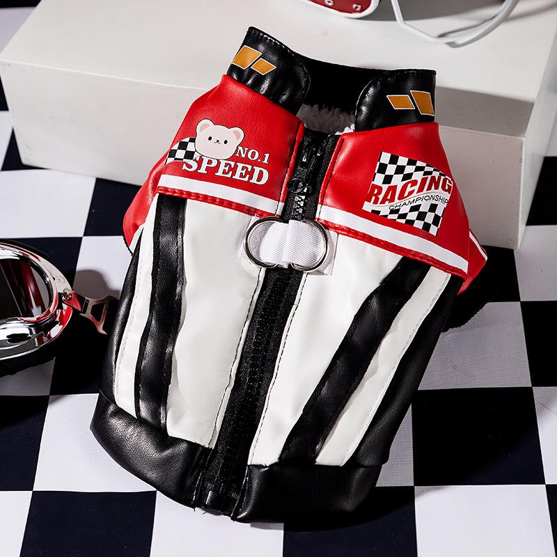 Autumn and Winter Dog Clothes Trendy Cool Locomotive Style Clothes Leather Warm Jacket Leather Jacket Medium and Small Dog Pet Clothes