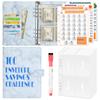 100 Envelope Money Savings Challenge Binder Set A5 PU Leather Students Notebook Marble Budget Binder with Cash Pockets