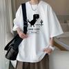 Men's Cotton T-shirts White Funny Mens Oversized T Shirt Dinosaur Print Summer Casual Tee Shirts for Men Male