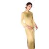 Yellow improved cheongsam autumn new long-sleeved single-layer elastic knitted jacquard retro slim and thin young model