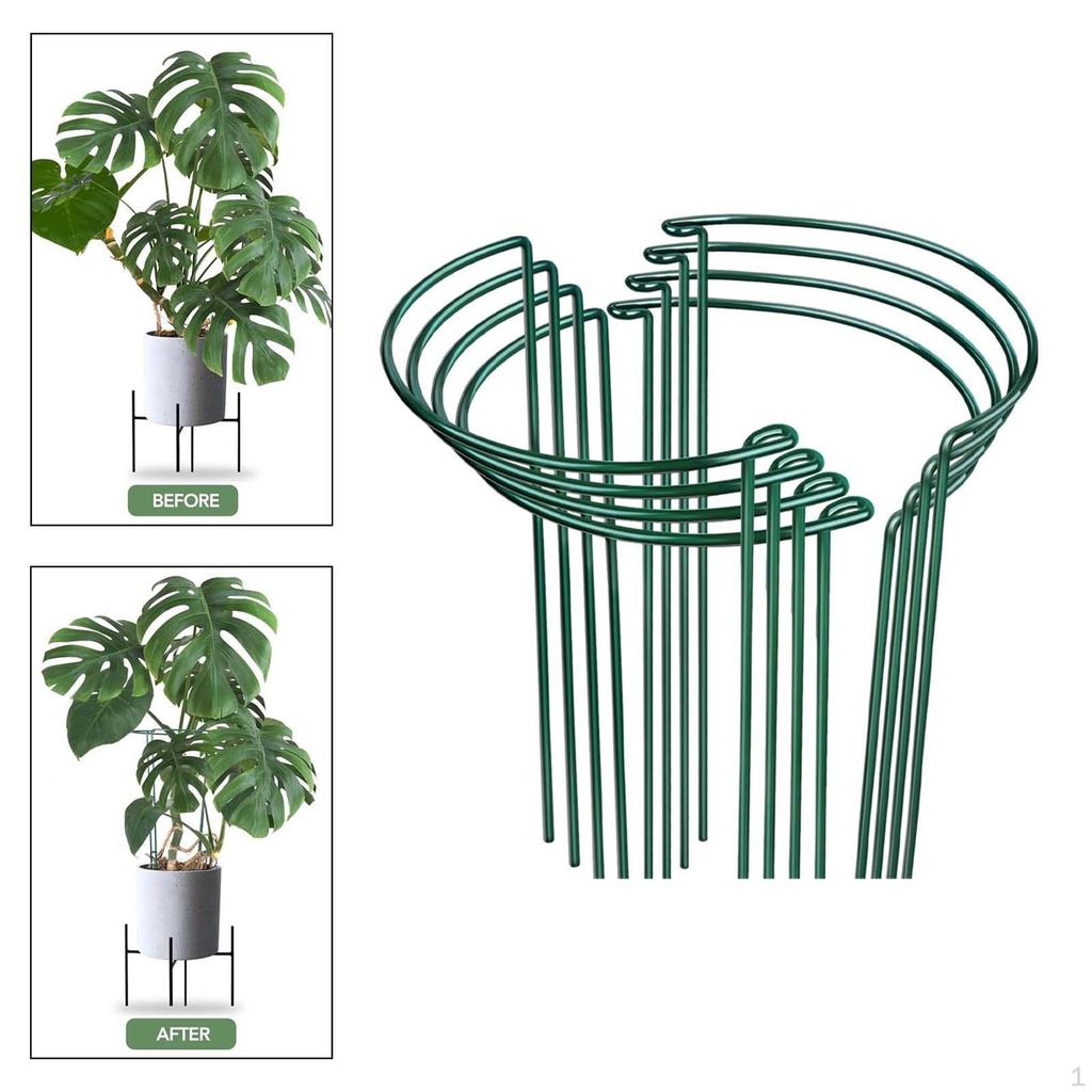 8 Pieces Garden Plant Stakes, Metal Construction in Half Round Shape for Various Flowers