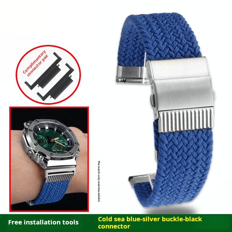 High Quality Elastic Nylon Watchband For Casio G-SHOCK GA-2100 2110 GM-2100 Series Modified Nylon Canvas Watch Strap Accessories