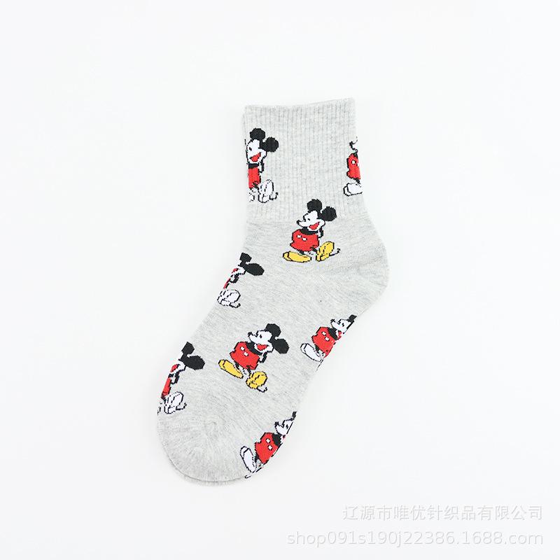 Women's Mid-Calf Mickey Mouse Cotton Socks - Autumn Trendy Cartoon Style