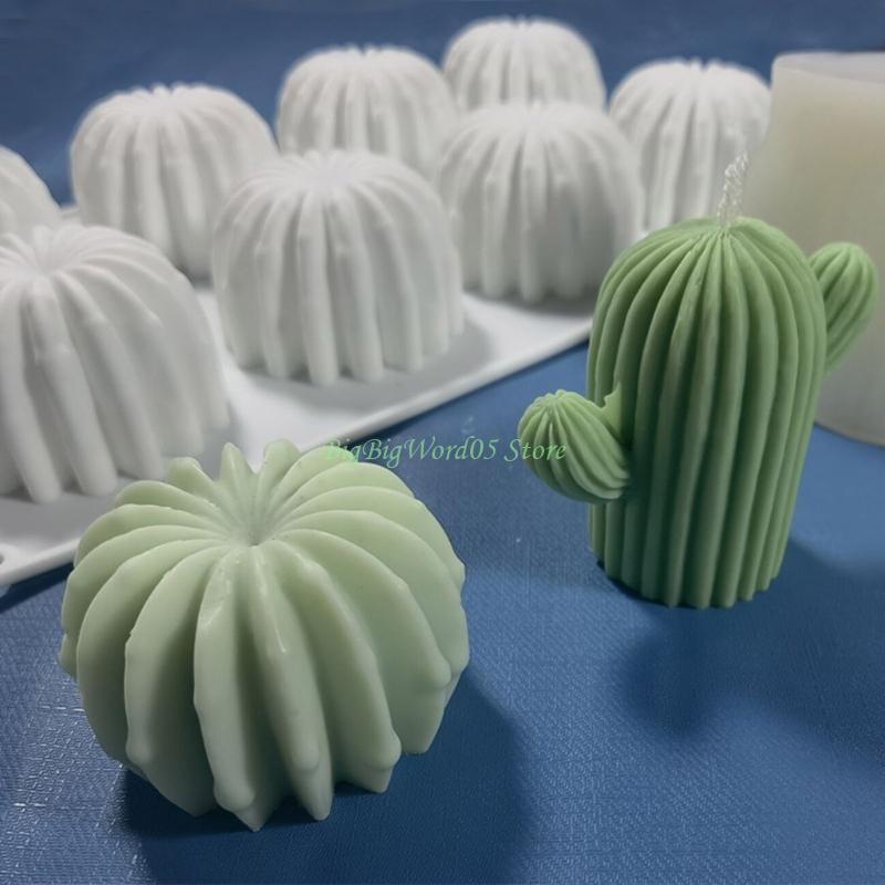 24TE Cactus Candles Epoxy Resin Mold 3D Clay Soap Wax Silicone Mould DIY Crafts Cake Decorations Casting Tool