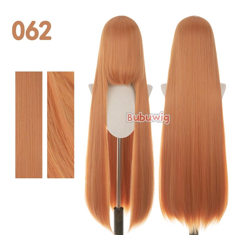 Bubuwig Synthetic Hair 100cm Long Straight Pure Color Cosplay Wigs Over 100 Colors Black White Red Blue Brown Wig Heat Resistant