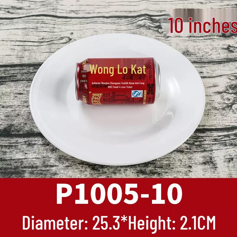 White Melamine Round Plate - Imitation Porcelain Tableware, Shallow Buffet Dinnerware Dish.