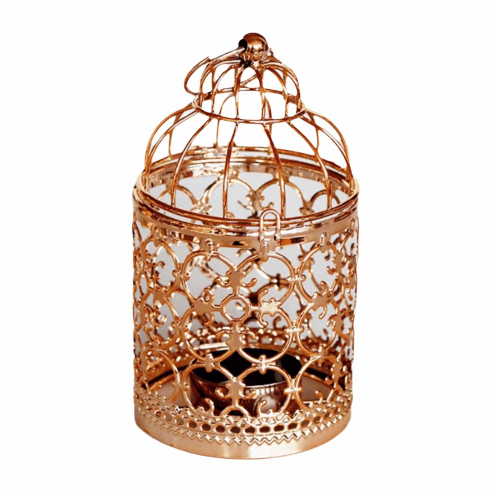 Iron Art Candle Holder Bird Cage Desktop Ornament Craft Wedding Ornament
