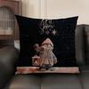Cute Cartoon Winter Snowman Cushion Cover Natural Linen Organic Fabric DoubleSided Printing Sofa Home Decor Gift Pillow Case