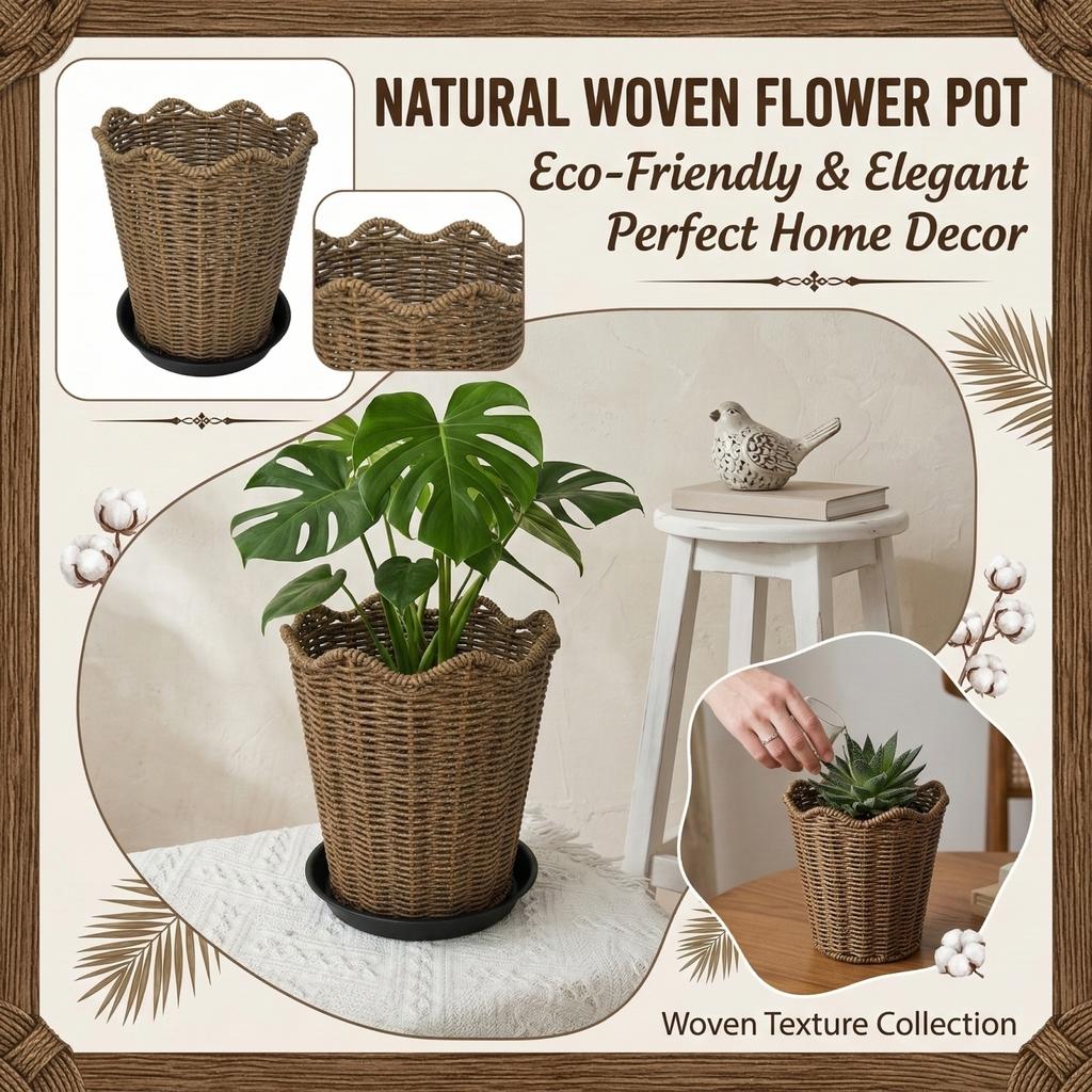 Woven Flower Pots For Home Decoration, Potted Plants