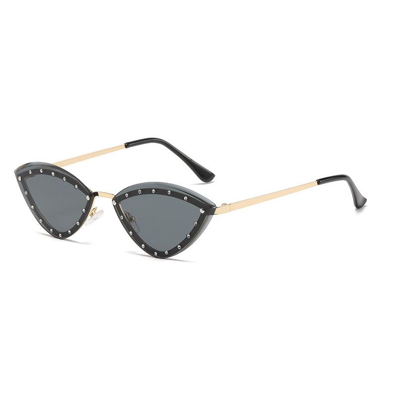 Sunglasses Personalized Small Frame Sunglasses Lenses Diamond Frameless Cat Glasses Frame Concave Shape