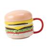 Ceramic Coffee Mug with Lid Burger Shaped Breakfast Cup Creative Kitchen Mug for Home Office Tea Coffee