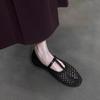 Sheepskin Version~ Hollow and Breathable Outer Wear Summer Mary Jane Sandals Women's One-word Small Single Shoes with Round Head, Shallow Mout