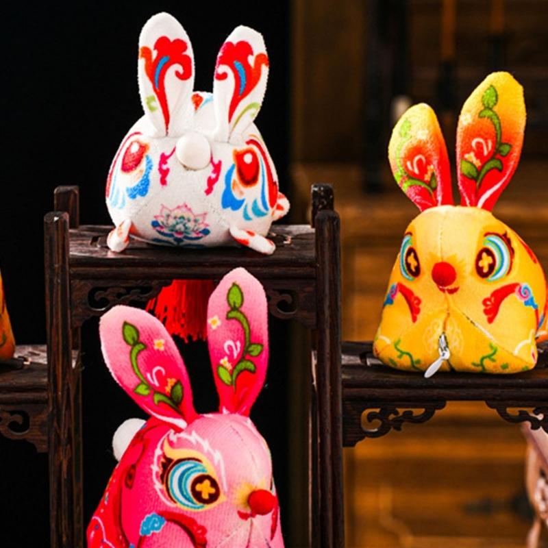 Handmade Fabric Rabbit Lamp Making Supplies Traditional Style Design With Glowing LED For Party Decoration