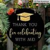 2D Flat Retro Aluminum Wall Stickers In Various Sizes, Graduation-themed Thank-you Decorations, Black and Gold Minimalist Style, Perfect for Home
