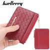 Baellerry Women's Short Purse Woven Pattern Wallet Zipper Coin Purse Fashion Card Holder Pu Leather Billfold