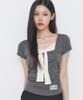 ILLIGO Layered Ribbon Tie T-Shirt Charcoal