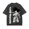 Summer Dragon Ball Oversized Tshirt High Quality Cotton Kid Goku Vintage Washed Back Print Unisex Casual Tee Streetwear
