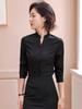 Women's Black Slim-Fit Professional Long-Sleeve Stand-Up Collar Shirt - New 2026 Business Formal Wear