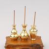 1PC Small Ornaments Portable Home Decor Tea Ceremony Brass Vase Buddhist Supplies Mini Gourd Incense Holder Aromatherapy Stove