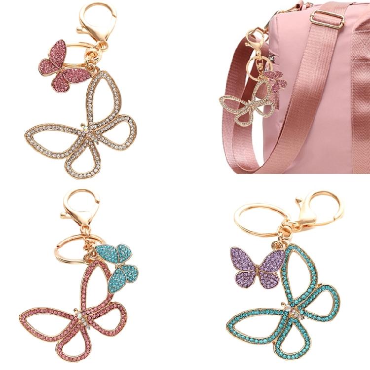 Delicate Butterfly Keychain Rhinestones Key Rings Colorful Key Chain Adornment