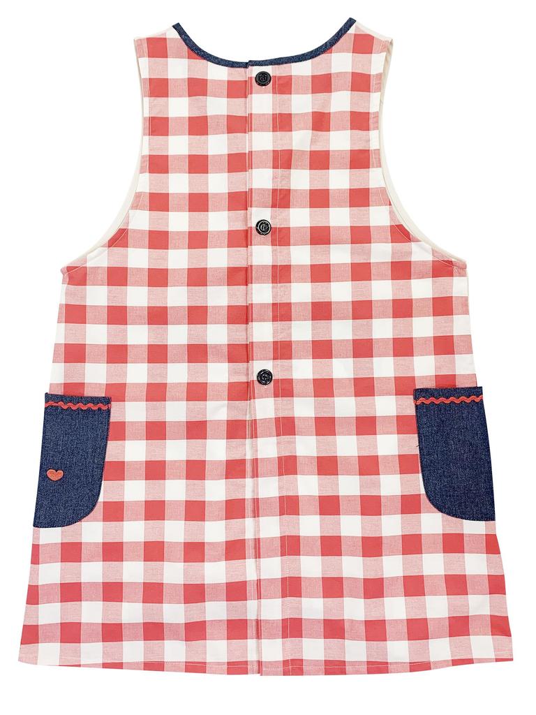 Momo and x Side Check [Atelier Momo] [Monchhichi] [Sanrio] Apron, Opening, Beige, Pattern, Women's, M-L, MA43997-51