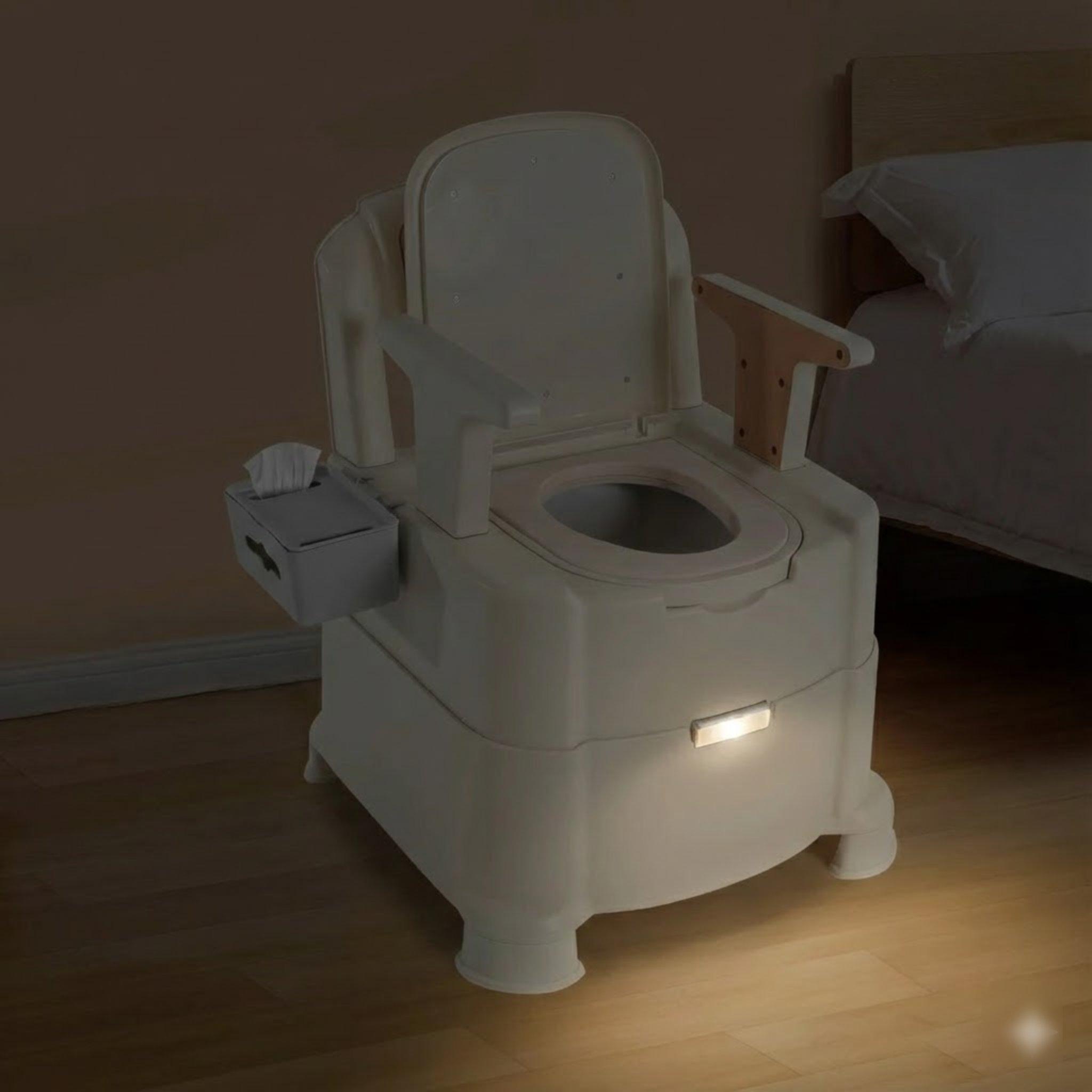 Прикроватный туалетный стул для пожилых и инвалидов, портативный туалетный стул с датчиком ночного света и грузоподъемностью 440 фунтов United States