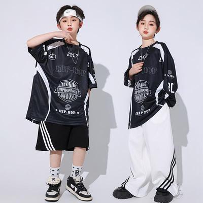 Korean Hip-Hop Quick-Dry Dance T-Shirt and Pants Set for Boys and Girls
