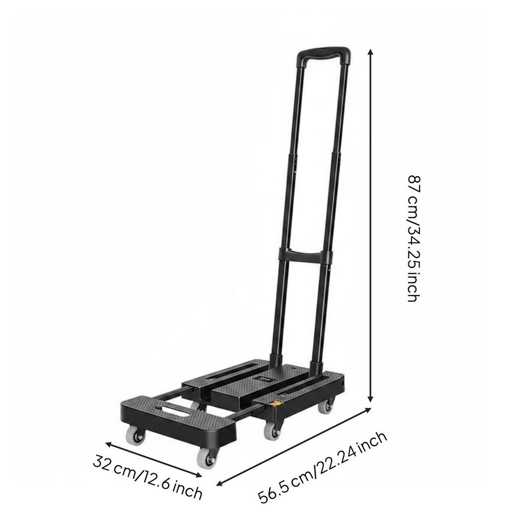 Foldable Transport Cart Thickened Iron Frame Rolling Hand Truck Multipurpose