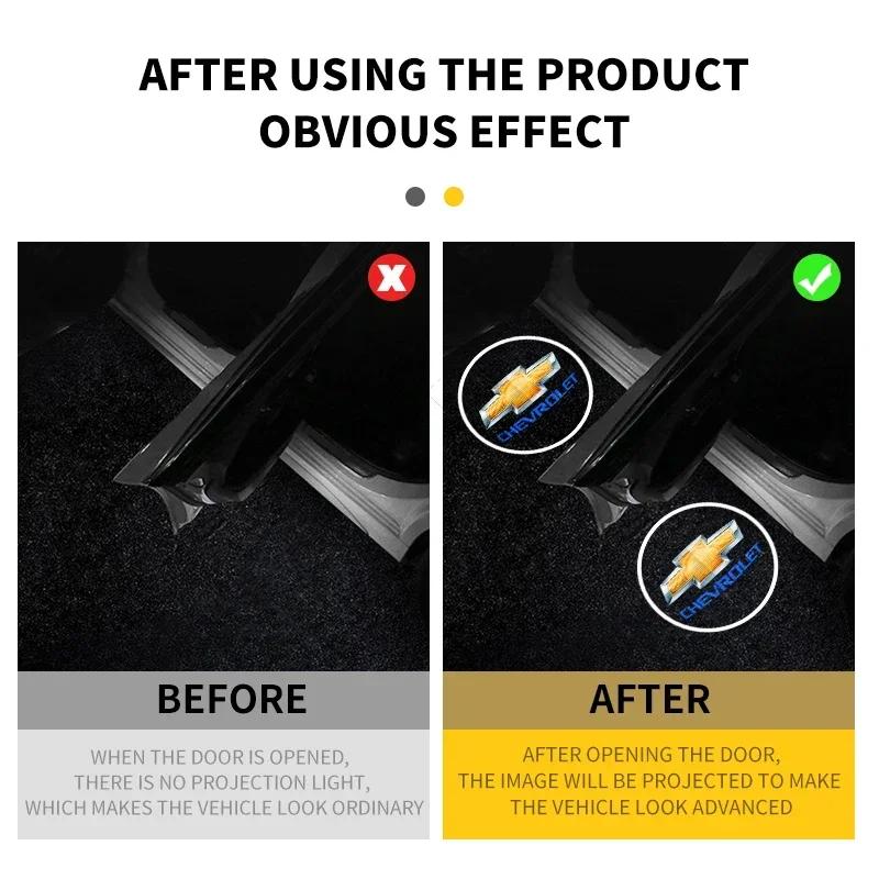 2 Piece Car Door Welcome Light Led HD Projector Lamp Courtesy Lights for Chevrolet CAPTIVA Epica 2007-2017 Auto Accessories