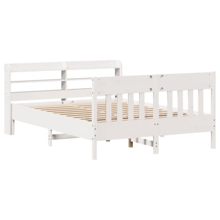 VidaXL Cadre de lit sans matelas blanc 135x190 cm bois de pin massif 3307021