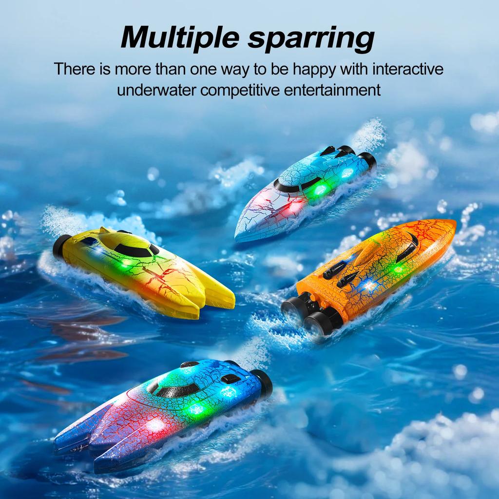 2.4G Remote Control High Speed Boat Mini Pocket 4Ch Speed Adjustment Ship With Light 360 Tumble Kids Toys Multiplayer Game Gifts